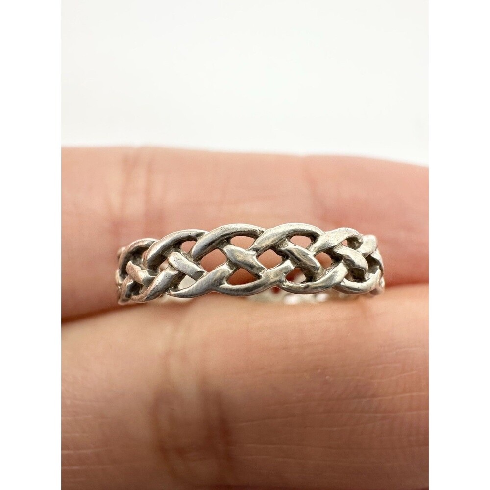 925 Sterling Silver Celtic Knot Open Band Ring Size 4.5